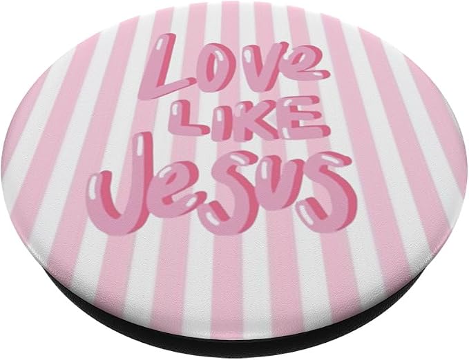 Light Pink White Stripes Christian Bible Love Like Jesus PopSockets PopGrip for MagSafe