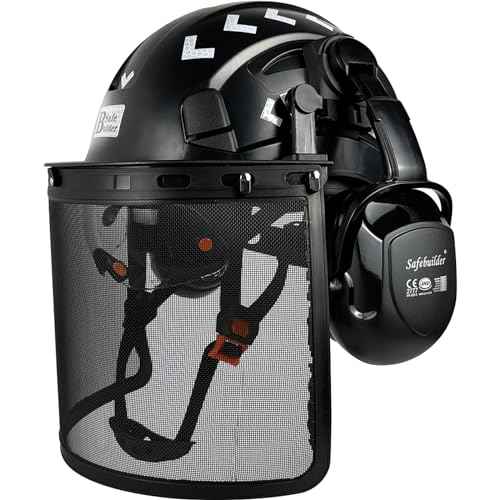 Forestry Safety Helmet with Build-in Visor Mesh Face Shield Ear Muffs 4 in 1 Chainsaw Safety Hard Hats