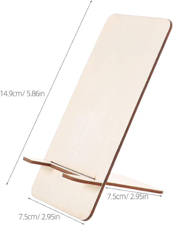 Ipetboom 10pcs Wooden Phone Stand: Desk Phone Holder - Portable Mobile Stand for Office and Home - Wood Tablet Holder Detachable &amp Unfinished