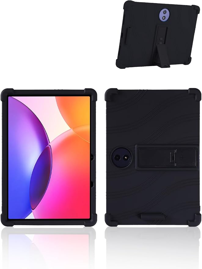 for TCL TAB A1 Plus Android 16 Tablet12.2 2.4K Ultra Clear Display Tablet Model CaseUYRUREL Soft Silicone Adjustable Stand Cover Lightweight Kids FriendlyBlack.
