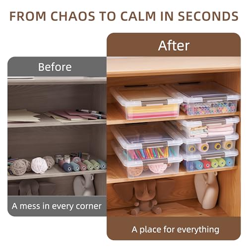 Citylife 3 PCS Plastic Storage Bins with Latching Lids Portable Project Case Clear File Box Stackable Storage Containers for Organizing A4 Paper, Photo, Document, Scrapbook - size: 5QT, style: 3 PCS