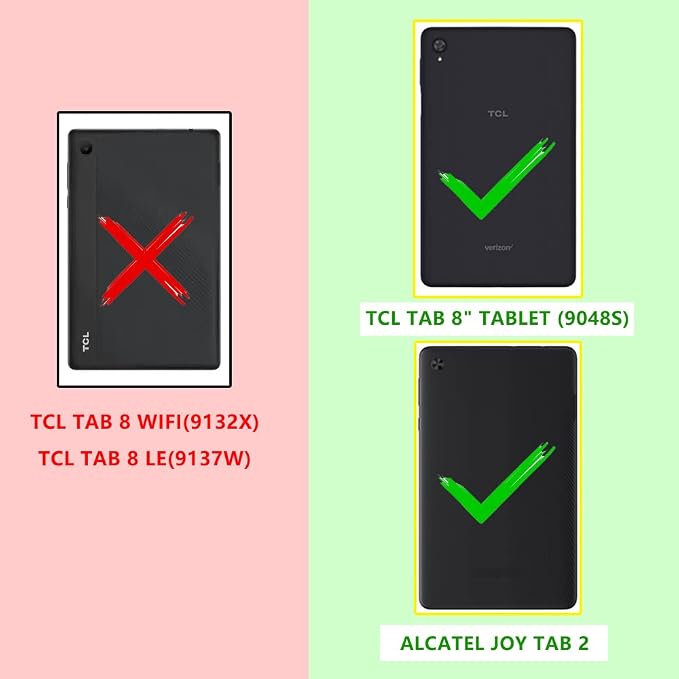 Mignova for Alcatel Joy Tab 2 8 inch 2020 Case Model 9032Z Come with HD Tempered Glass Screen Protector for TCL Tab Model 9048S Tablet Case Built in Stand Shockproof Hard Back Shell Case (Pink+1 Pcs)