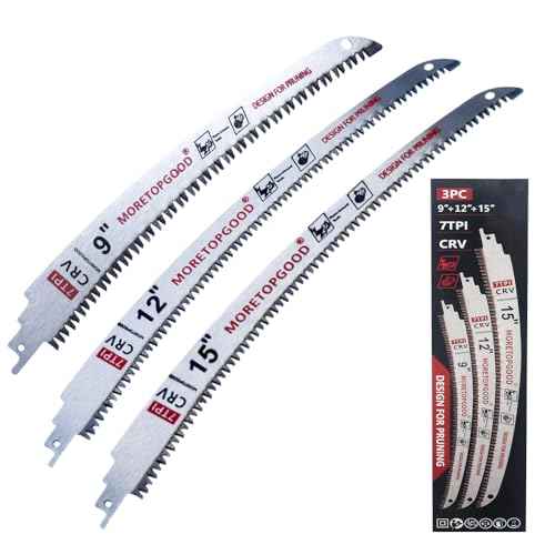 9"/12"/15" Arc Edge Reciprocating Saw Blade, 7TPI Japanese Teeth with Curved Edge Wood Pruning Saw Blades for Tree Trimming, Wood Cutting (3 Pack)