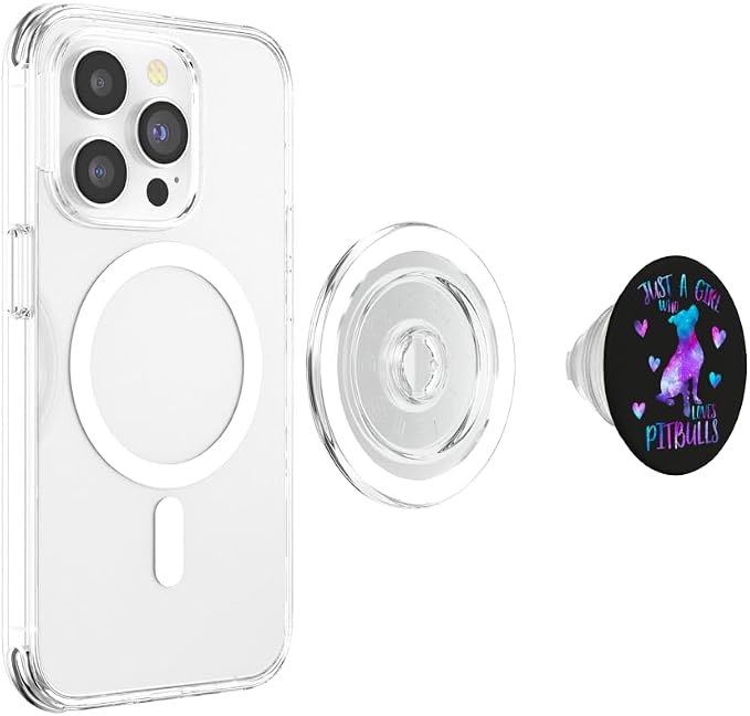 Just a Girl Who Loves Pitbulls Watercolor Galaxy Pitbull PopSockets Adhesive PopGrip