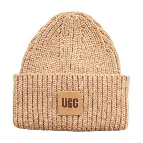 UGG Womens Chunky Rib Beanie Logo