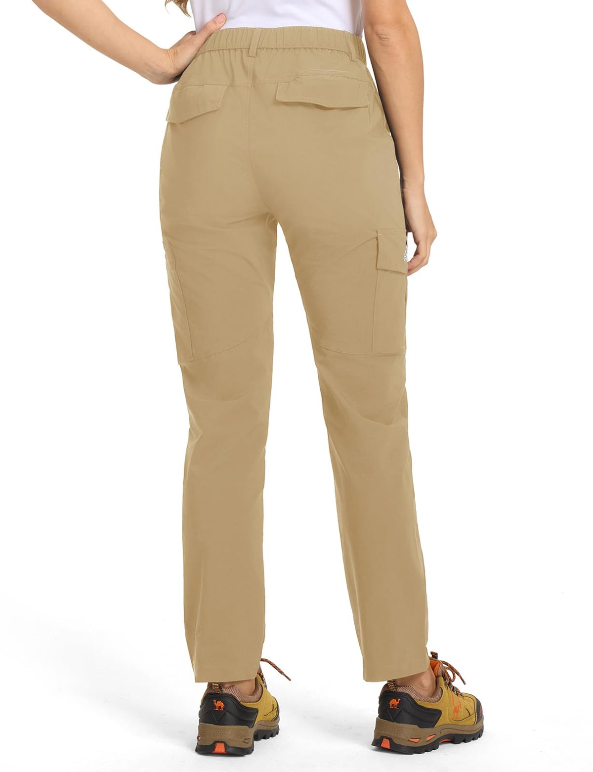 TBMPOY Women's Hiking Cargo Pants Lightweight Water Resistant Quick Dry Fishing Camping Travel Work Pant with 6 Pockets Khaki M