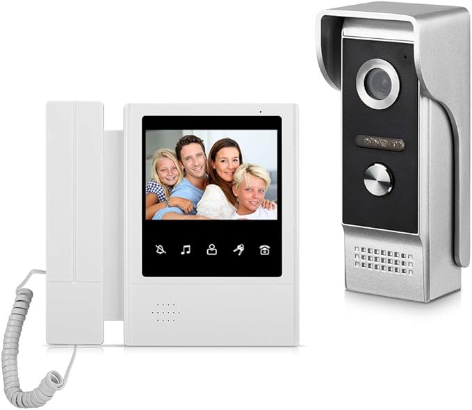 AMOCAM Video Door Phone System, 4.3 Inches Touch Monitor Wired Video Intercom Doorbell Kits, IR Night Vision Camera Door Intercom, Doorphone Telephone Style Indoor Outdoor for Home Villa