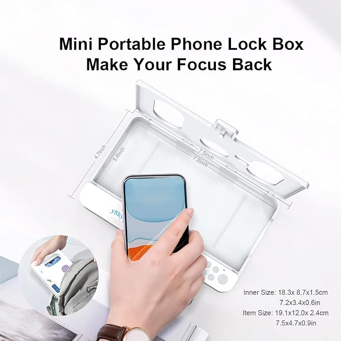 ySky Phone Lock Box with TimerPhone Access Blocker Device for Cell Phones Limits Smartphone Access Reduces Screen Time &amp Improves FocusTimed Jail Locker to Help KidsStudents Adults Focus Bac
