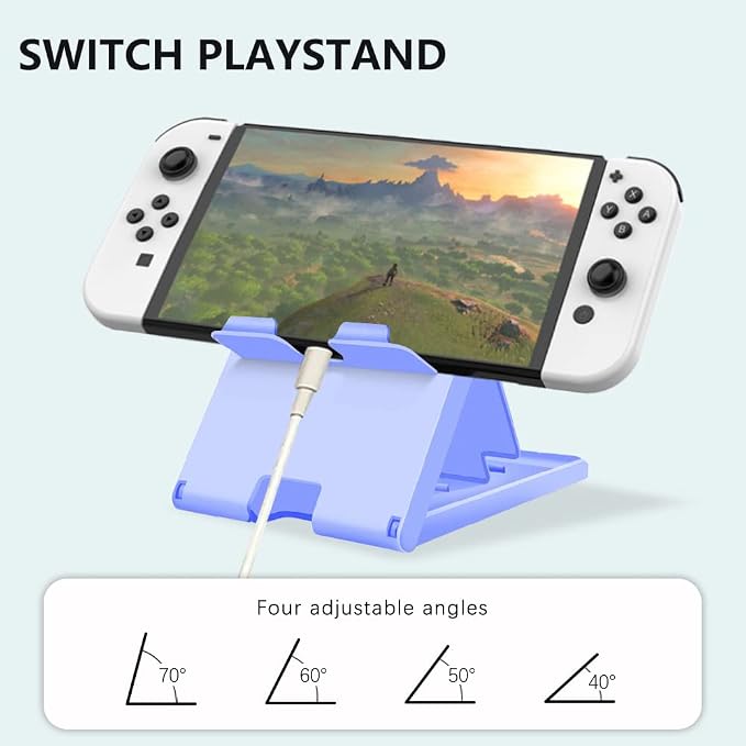 Stand Compatible with Nintendo Switch Adjustable Switch Playstand Foldable Phone Stand for Desk Compact &amp Portable Switch Holder Accessories (Black)