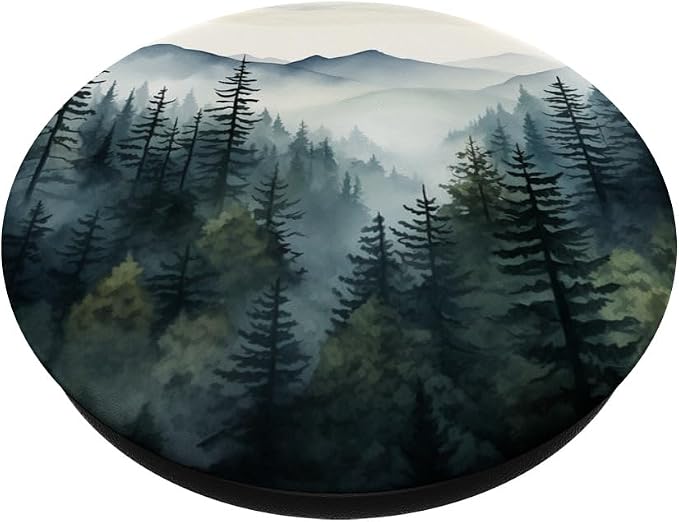 Foggy Forest Pine Tree Woods Green Nature Outdoor Explore PopSockets PopGrip for MagSafe