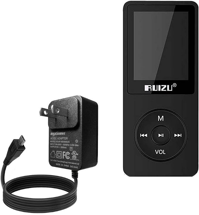 BoxWave Charger Compatible with RUIZU X02 Bluetooth MP3 Player - Wall Charger Direct (15W) Rapid Charge Your Device with Built-in 3ft Cable