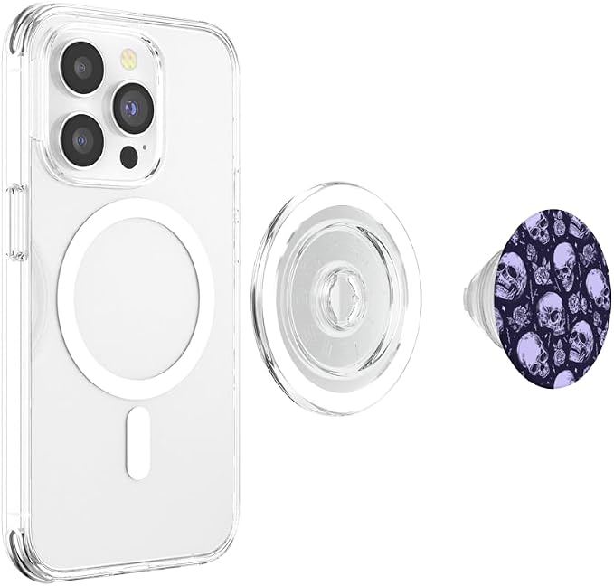 Emo Grunge Aesthetic Gothic Skull and Roses Goth Halloween PopSockets Standard PopGrip