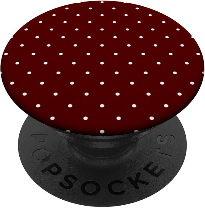 Maroon and White Polka Dot Aesthetic Cute Tiny Polkadot PopSockets PopWallet for MagSafe