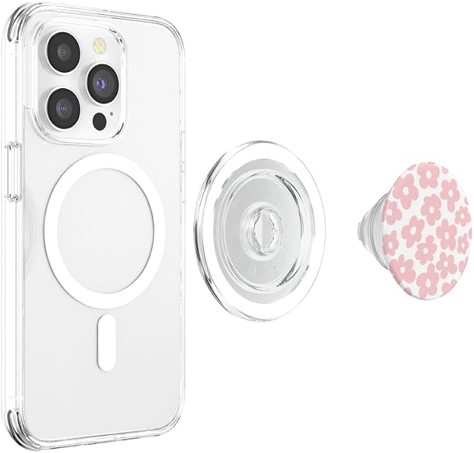 Aesthetic Pink Flowers Retro Daisy PopSockets Adhesive PopGrip