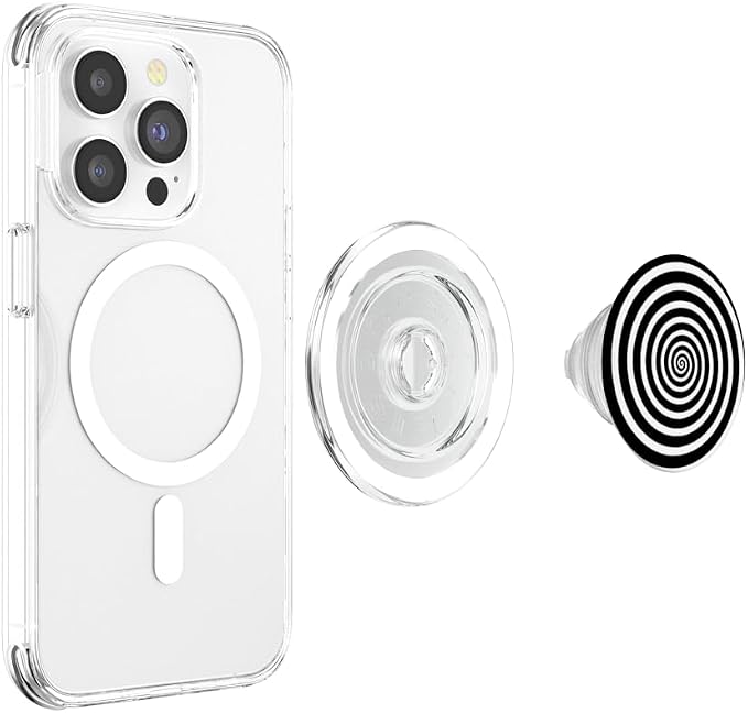 Fun Optical Illusion Circle Swirl Design Black and White PopSockets Adhesive PopGrip