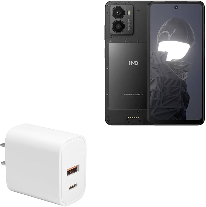 BoxWave Charger Compatible with HMD Fusion 128GB - PD miniCube (20W) 20W PD USB Type-C Wall Charger - Winter White