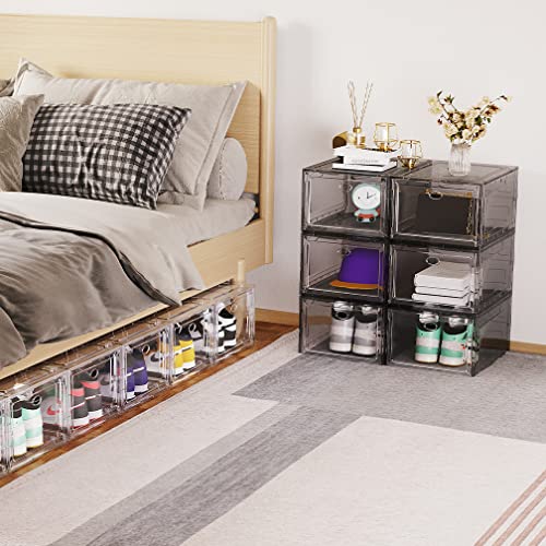 US 15 Clear Entryway Shoe Storage Boxes Stackable XXL, 8 Pack Clear Shoe Boxes Stackable for Closet, Drop Front Large Plastic Shoe Containers Collecting Sneakers - color: CLEAR 8 PACK