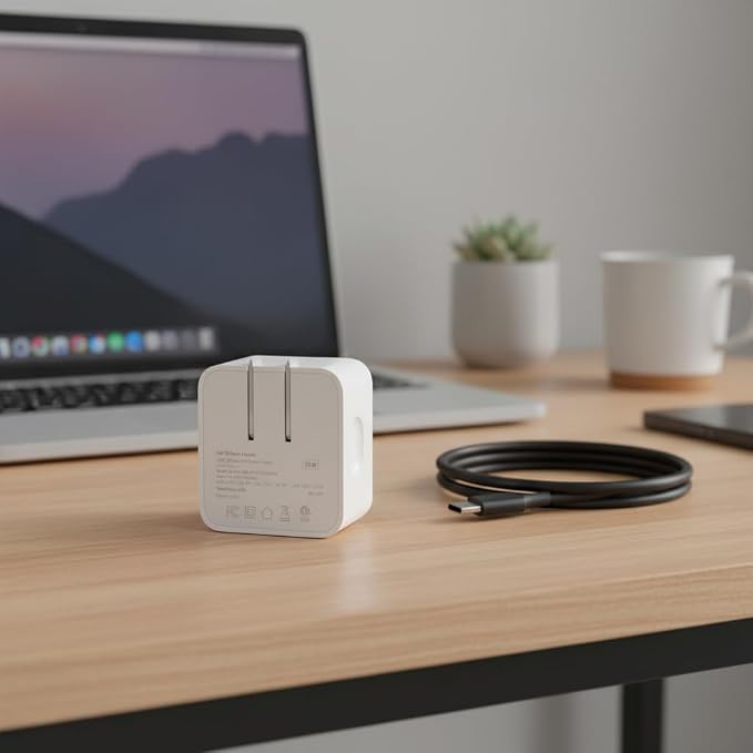 Fast Charger 35w Wall Charger Dual Port GaN Charger Technology 2 USB-C Ports White