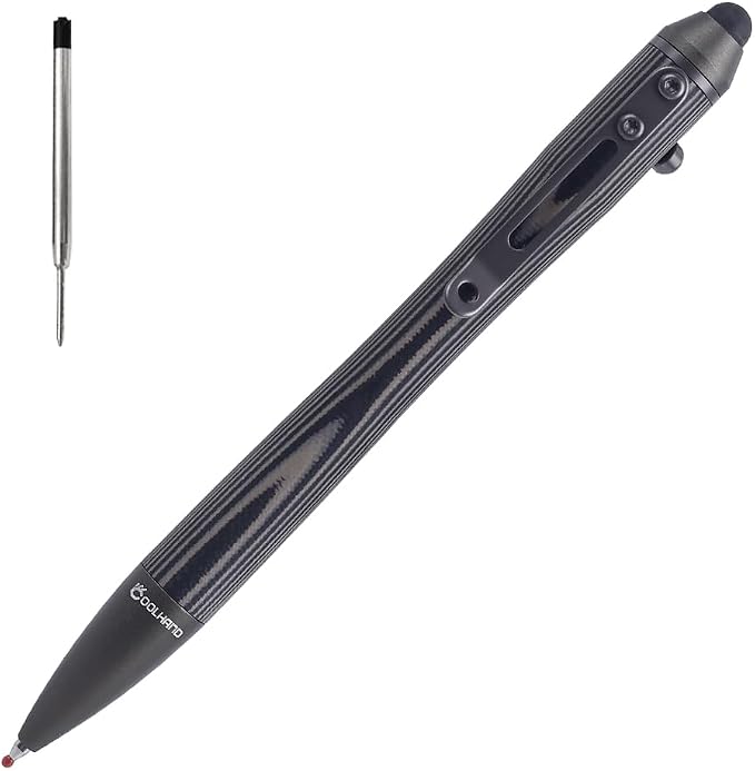 5.7'' G10 EDC Bolt Action Pen Touch Screen Stylus Model 5375-N | Refillable ballpoint ink G10 body with pocket clip ergonomic grip comes with a free refill