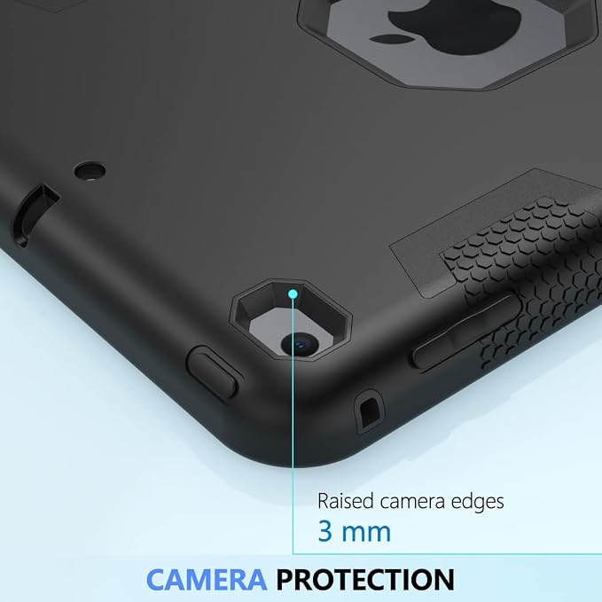 Puxicu Case for iPad 6th / 5th Generation (2018 2017 Model 9.7 Inch) Heavy Duty Rugged Protective Cover for iPad 9.7 Black