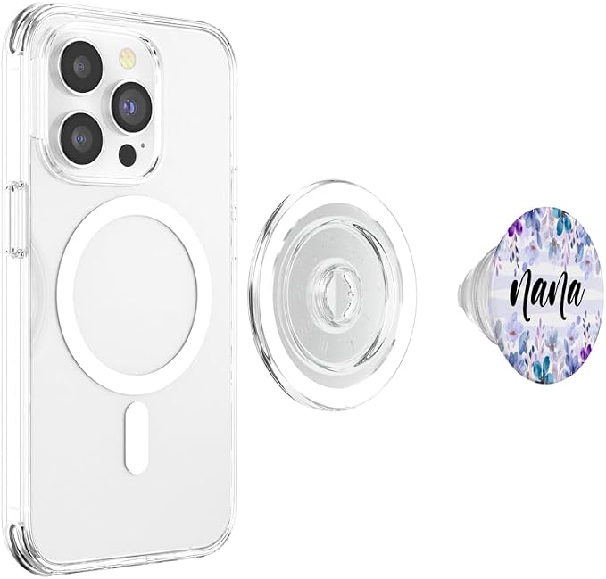 Nana Withe Blue Purple Flower For Women Grandma PopSockets Adhesive PopGrip