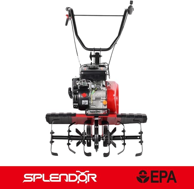 SPLENDOR 4-Cycle Gas Powered Tiller 79cc with Handle and Width Adjustable 24in