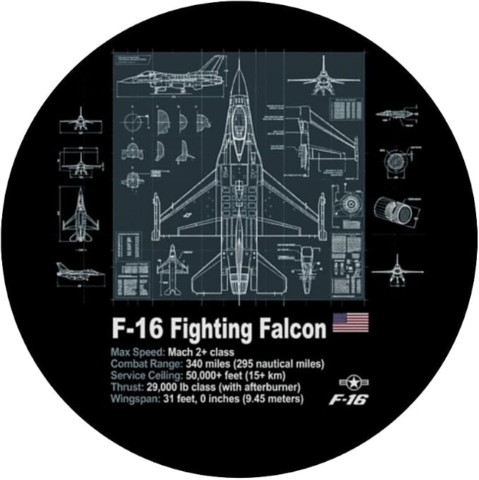 F-16 Blueprint Technical Schematic Aviation PopSockets PopWallet for MagSafe