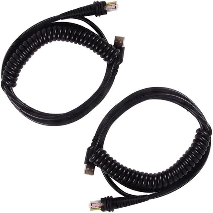 2PC USB Cable for 1900G 1200 1300G Barcode Scanner USB Type A 9ft Coiled