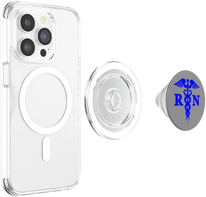 Blue RN Caduceus Registered Nurse Medical Symbol Logo Print PopSockets PopWallet for MagSafe