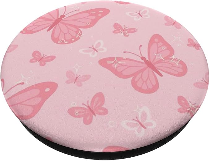 Pink Butterfly Pattern PopSockets Adhesive PopGrip