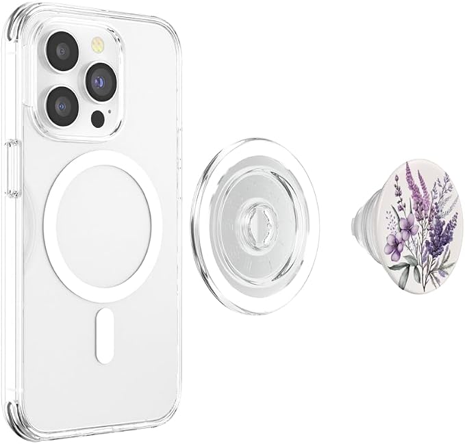 Purple Lavender Blossom Leaves Flowers Floral Girly PopSockets Adhesive PopGrip