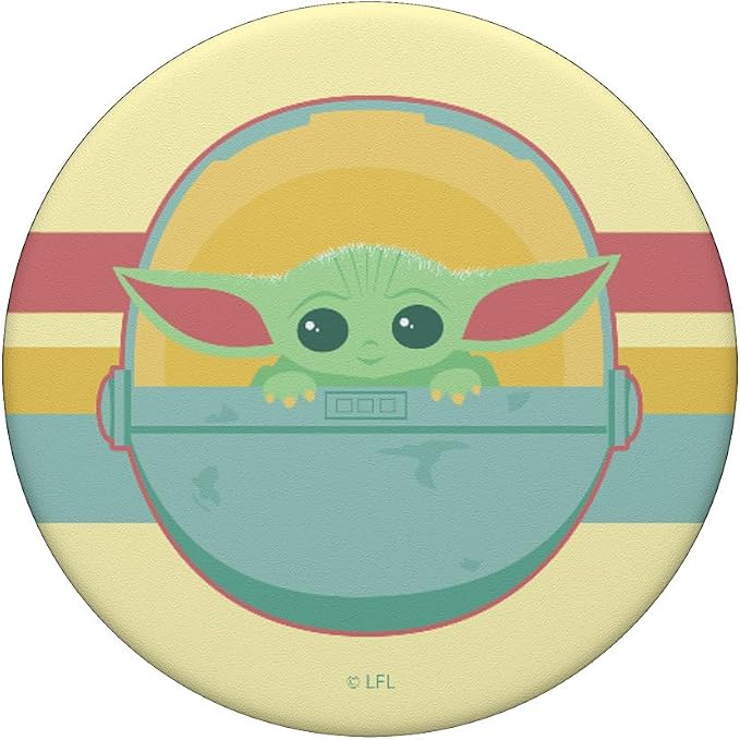 Star Wars The Mandalorian The Child Retro Rainbow Portrait PopSockets Adhesive PopGrip