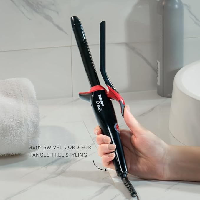 TAIFF Curves Professional Black Titanium Curling Iron – High-Performance Hair Curler & Rizadora para Cabello with Dual Voltage | Fixed Temperature 410°F | 3/4”