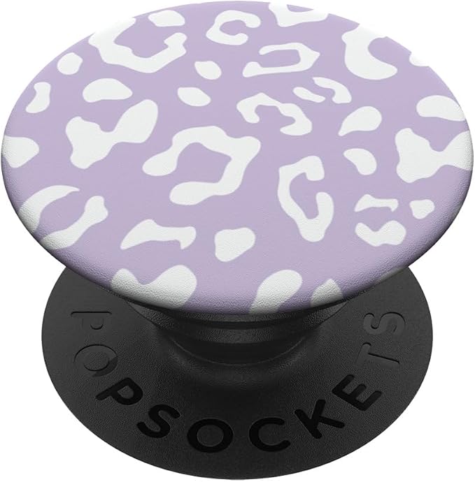 White Leopard Cheetah Light Pastel Purple PopSockets Adhesive PopGrip