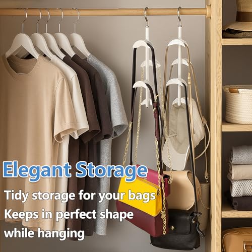 Purse Hanger Organizer for Closet 2Pack, Hanging Bag Holder, with 4 Hooks, Hanging Organizer for Handbag Keeping Purses, Storage Hook Backpack Rack Space Saving Hanger - size: 2 pack