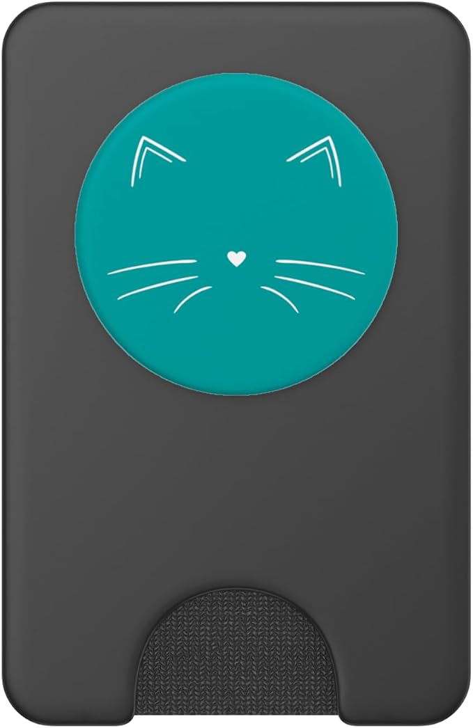 White Cat Face Teal PopSockets Adhesive PopGrip