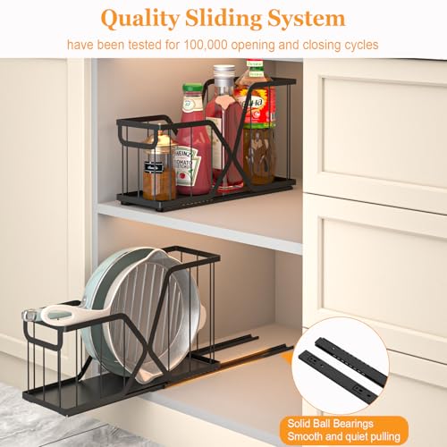 2 Pack Pull Out Cabinet Organizer for Cutting Board, Baking Sheet, Cookie Sheet, Sliding Rack for Bakeware & Trays, for Narrow Cabinet Space