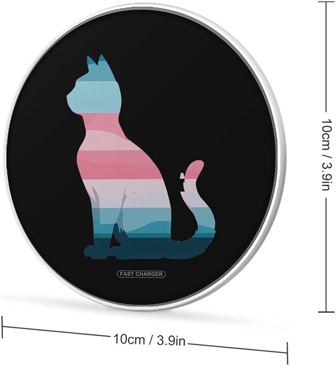 LGBT Transgender Flag Cat (2) Wireless Charger SlimWireless Charging Pad Anti-Slip Charger Mat for Men Women