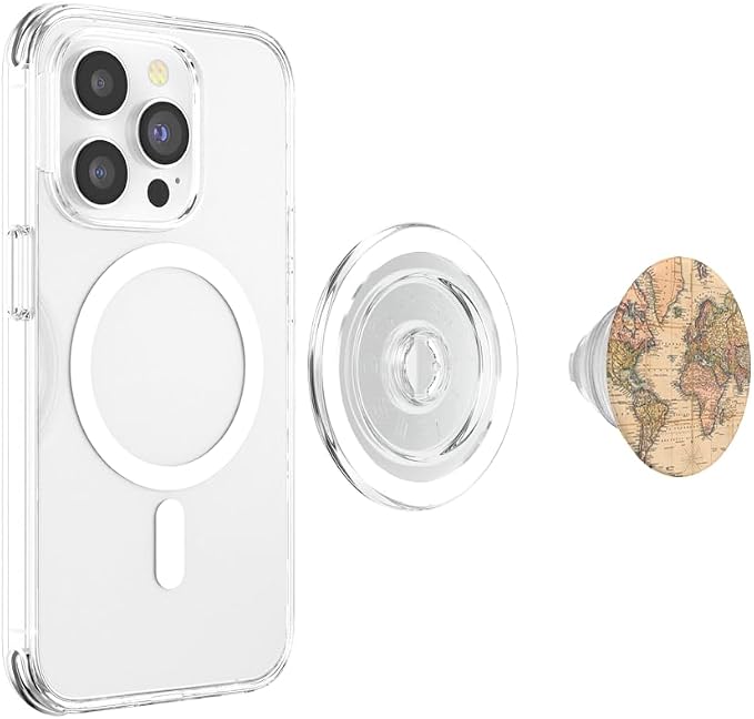 Vintage Travel World Map Design Travel Globe Background PopSockets Adhesive PopGrip