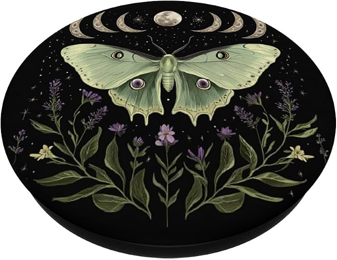 Luna Moth Lover Moon Phase Entomology Bug Flying Insect PopSockets Adhesive PopGrip