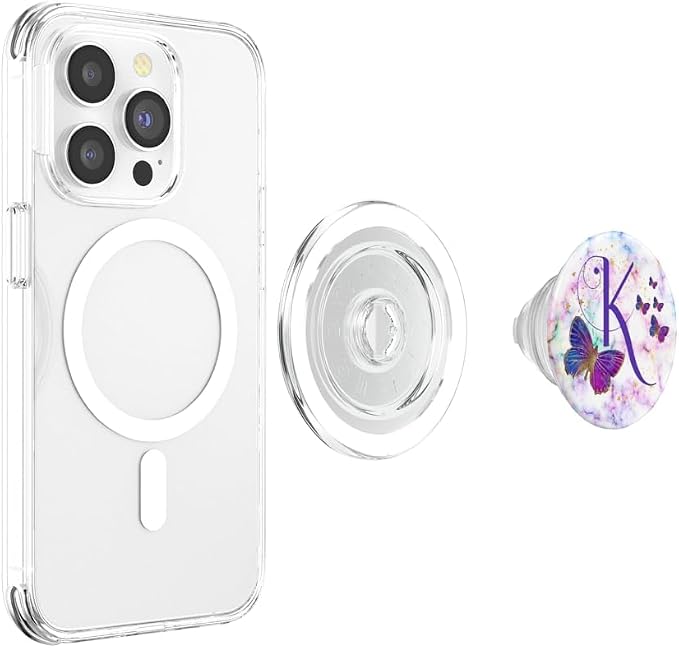 Purple Butterfly Letter K Initial Personalized Monogram PopSockets Adhesive PopGrip