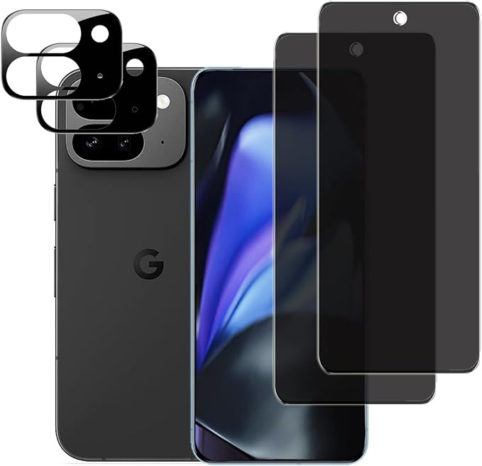 [4 Packs] for Google Pixel 10 Pro Fold Privacy Screen Protector [2 Packs] + Camera Lens Protector [2 Packs] Anti-Spy 9H Hardness Anti-Scratch Tempered Glass for Google Pixel 10 Pro Fold