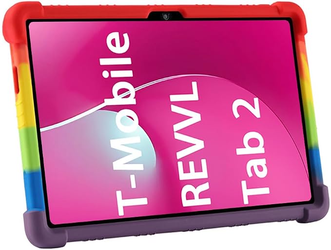 for Revvl Tab 2 Case (2025) Kids Soft Silicone Cover for Tmobile Revvl Tab 2 Tablet Case with Stand (Black)