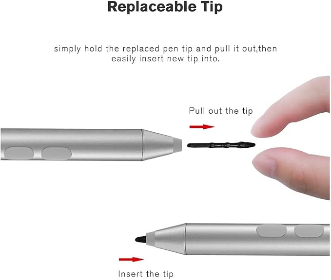 Pen for Surface 1024 Pressure Eraser &amp Right-Click Palm Rejection2500 Working Hours for Surface Pro 11/10/9/8/7/6/5/4/3/X Surface Go/Book 4/3/2/1 Surface Laptop Studio 6/5/4/3/2/1