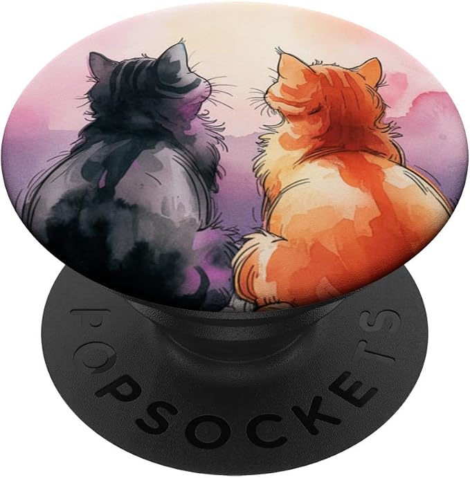 Orange and Black Cat PopSockets PopGrip for MagSafe