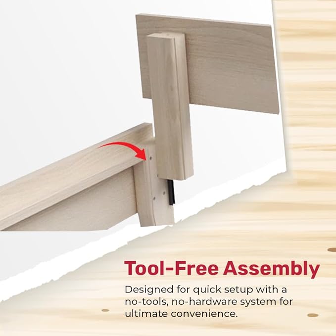 Solid Hardwood Platform Bed Frame, Headboard, & Slats, Quality Crafted in Pennsylvania, USA from Poplar by Mennonite Artisans, No Box Spring Needed, Easy Assembly