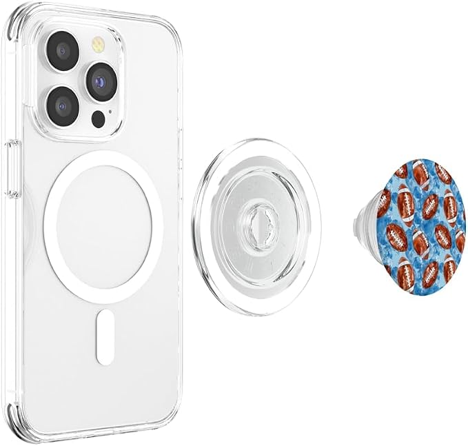 Blue Brown American Football Watercolor Sports Pattern PopSockets Adhesive PopGrip