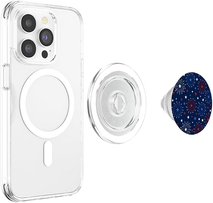 Firework Star Pattern Patriotic 4th of July Red White Blue PopSockets PopGrip for MagSafe