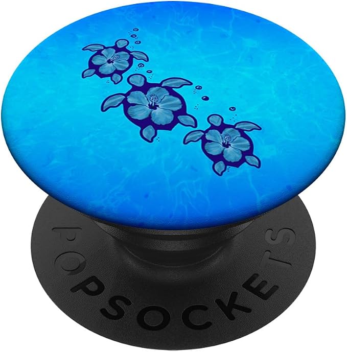 MacDonald Creative Studios Hawaiian Honu Sea Turtles PopGrip - Black Animal Print Ocean PopSocket for iPhone 11