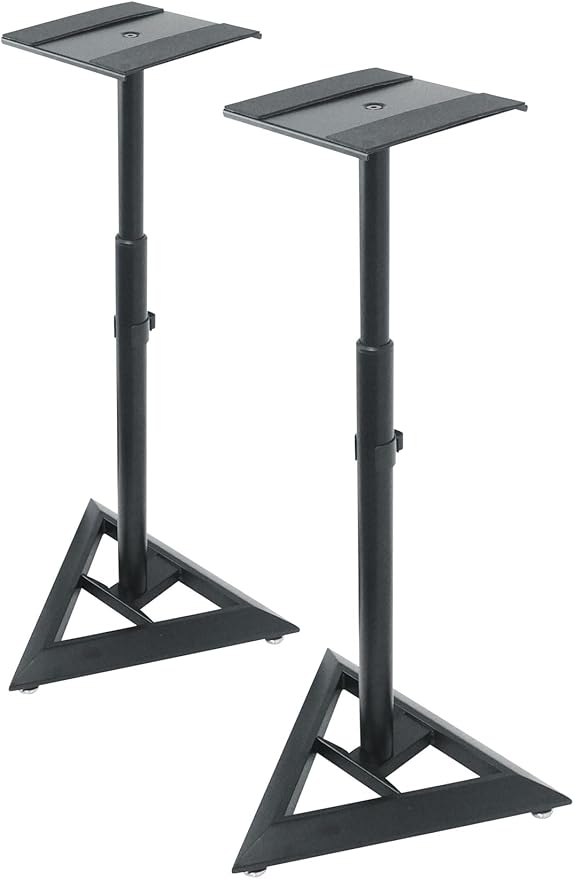 Rockville RSM3 Studio Monitor Bookshelf Speaker Stands, 60 lbs Capacity, Sturdy Beveled Base, Push-Button & Pneumatic Height Adjustment, Anti-Vibration Foam, Cable Management, for Home & Studio Audio